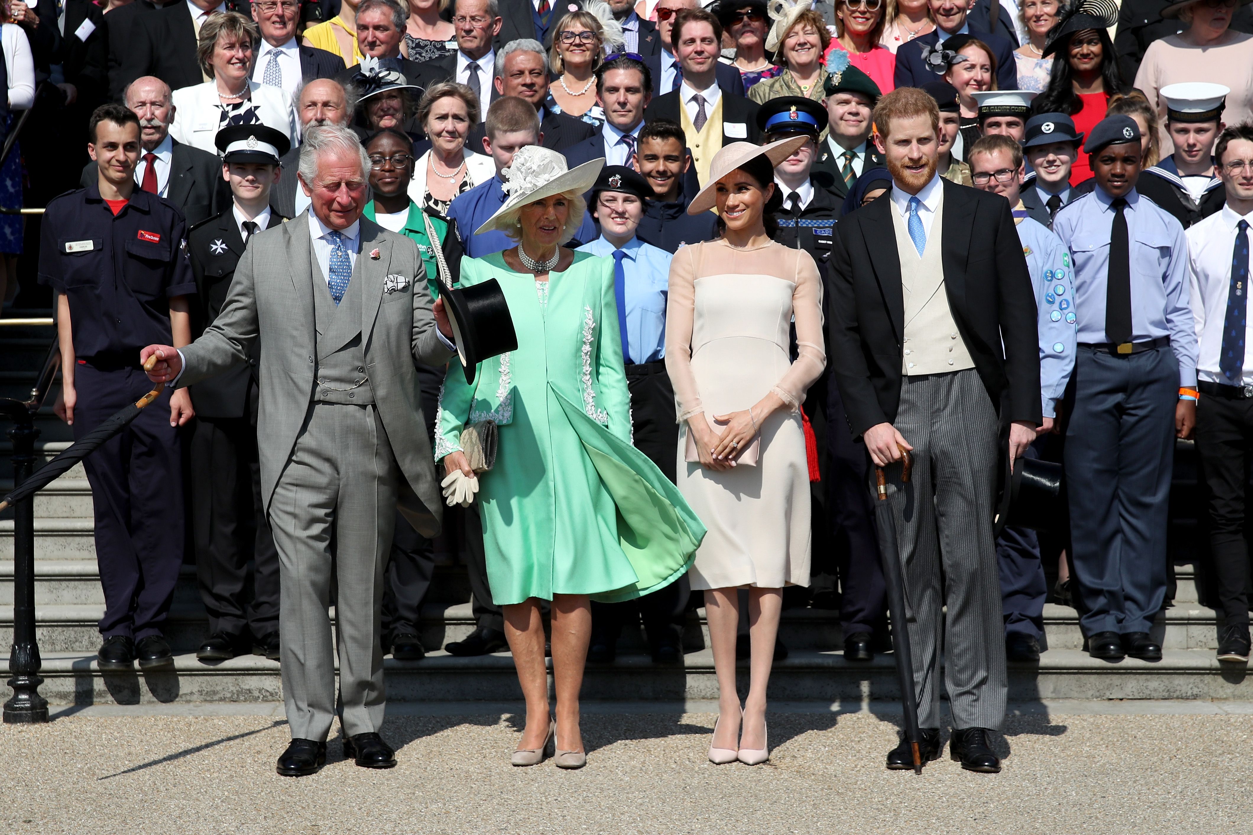 Prinz Charles und Camilla mit Prinz Harry und Meghan