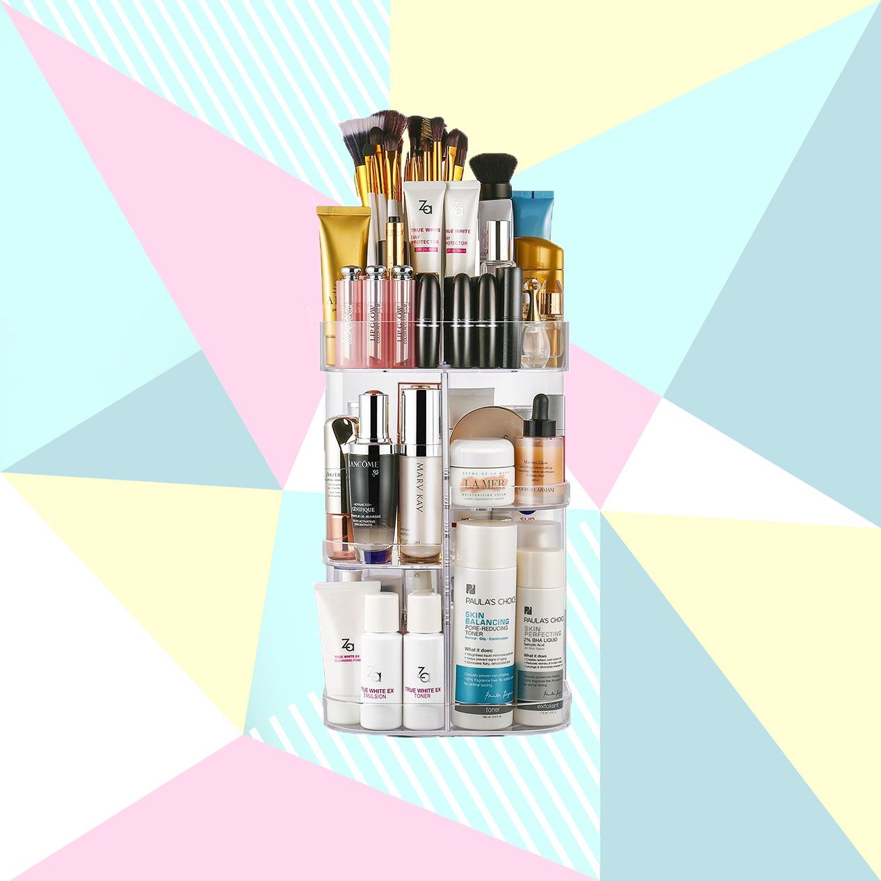 Diese Aufbewahrung eignet sich f&uuml;r Parfumflaschen und gr&ouml;&szlig;ere Creme- und Make-up Tuben.