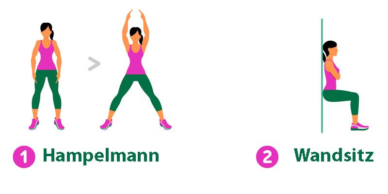 7-Minuten-Workout: Hampelmann & Wandsitz