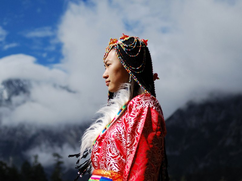 Frau in Tibet