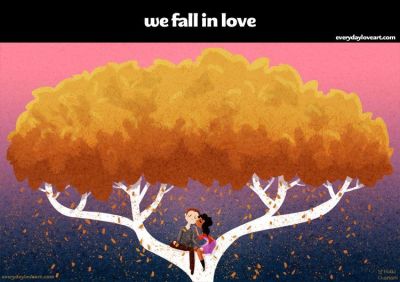 "Wir verlieben uns." "Wir verlieben uns."