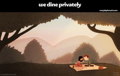 "Wir speisen alleine." "Wir speisen alleine."