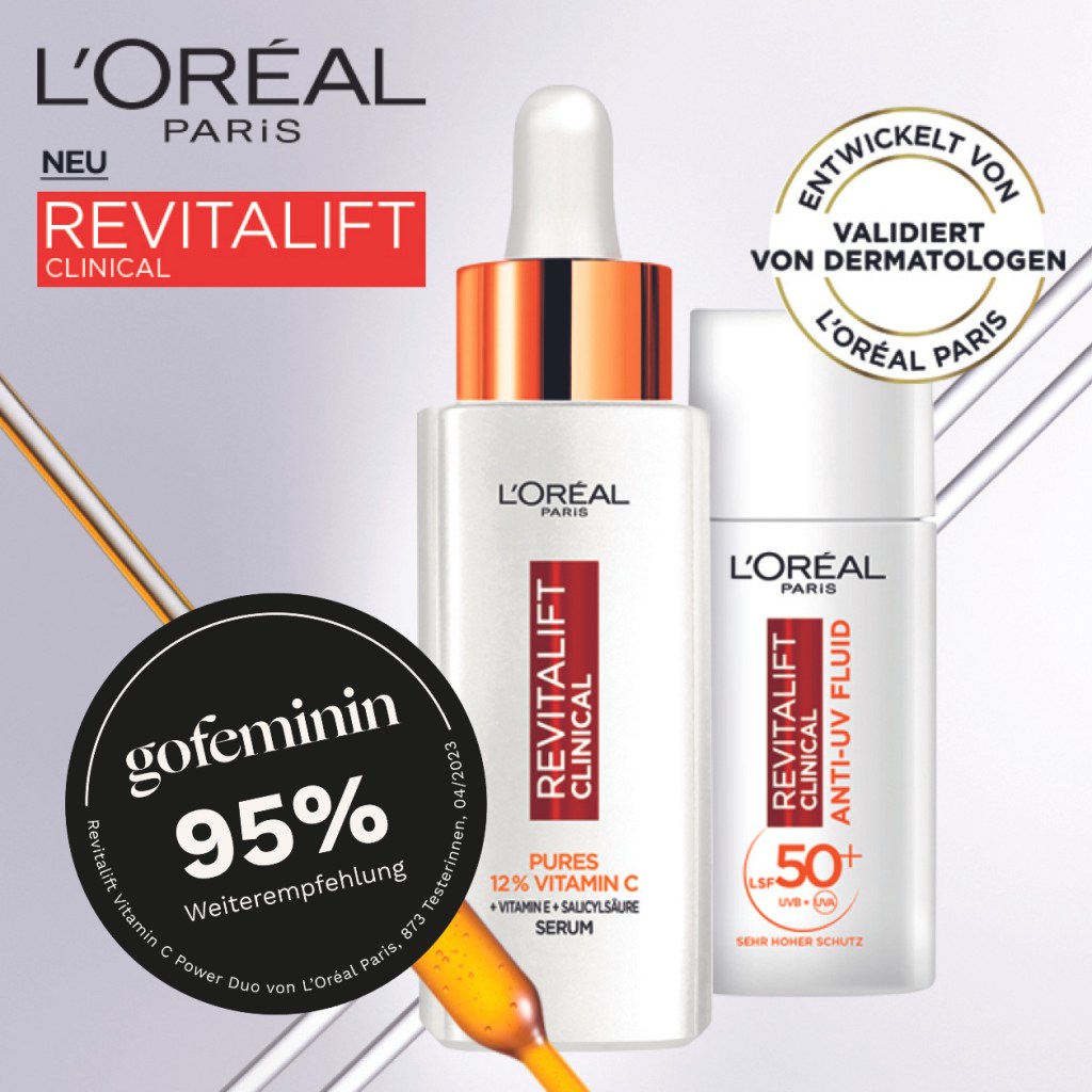 gofeminin Testsiegel für L'Oréal Revitalift Clinical Power Duo.