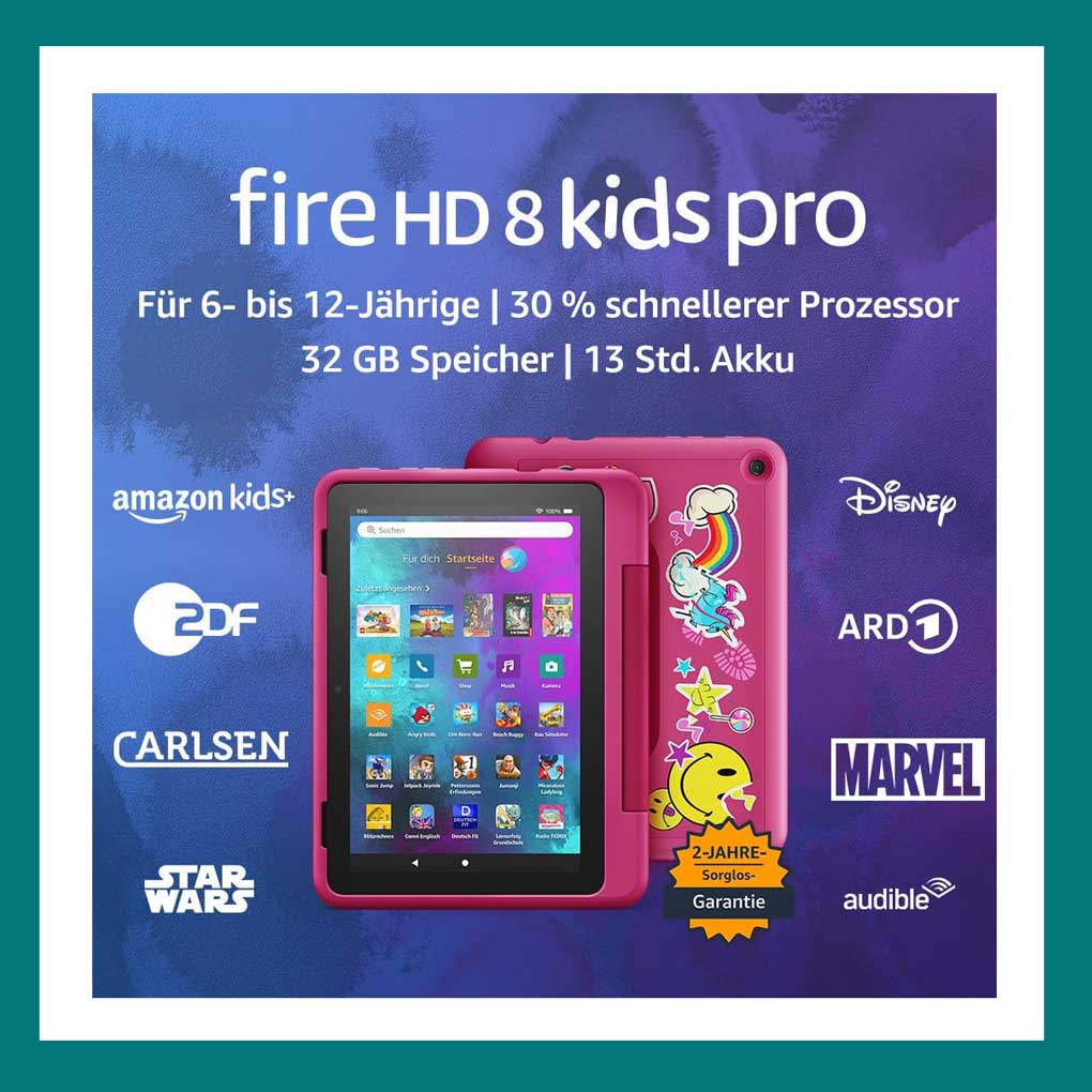 Zum Amazon Prime Day 2023 gibt es das Fire HD 8 Kids Pro-Tablet heute für 79,99 € statt 159, 99€.
