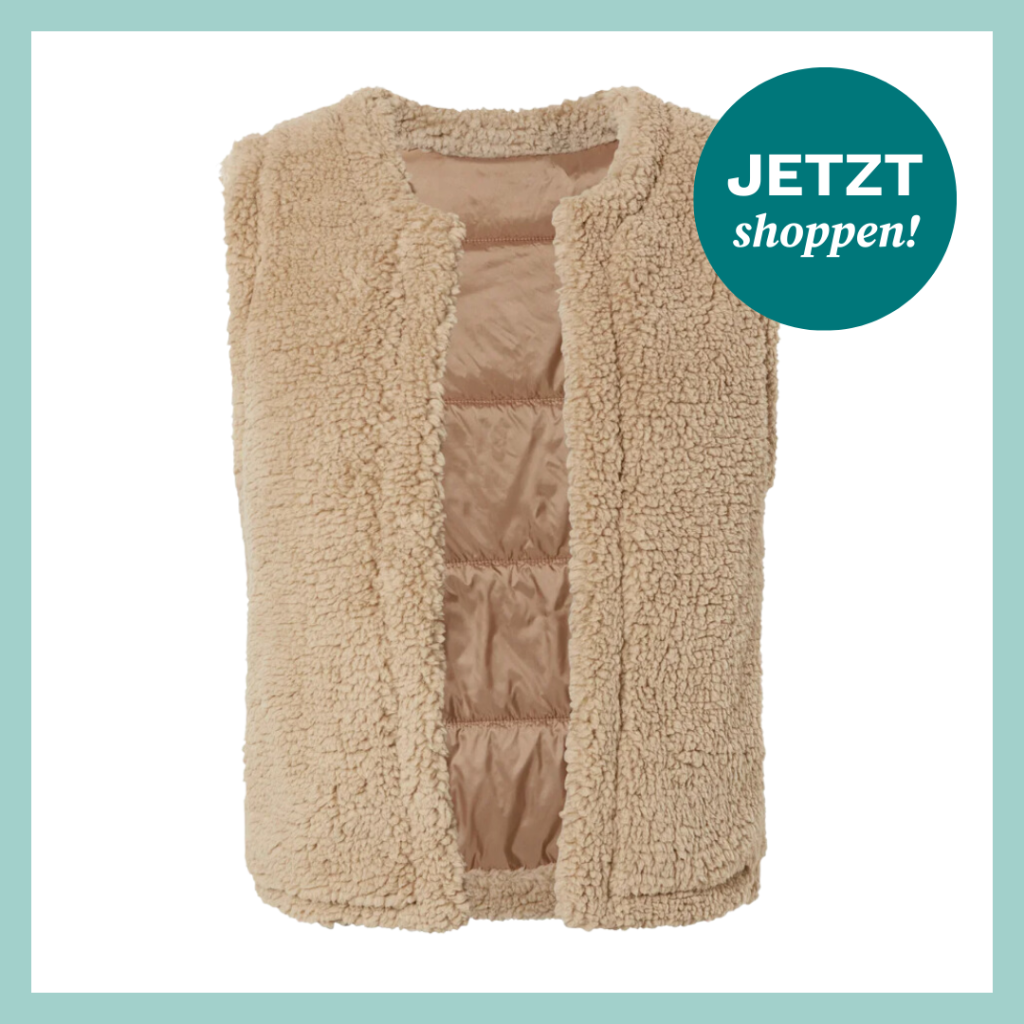 Hellbraune Weste mit Teddyfell