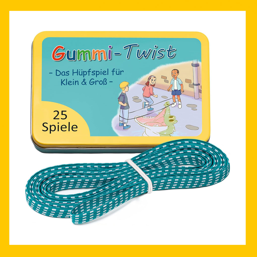 Produktbild des Gummi-Twist Sets, Gummiseil plus Verpackung.