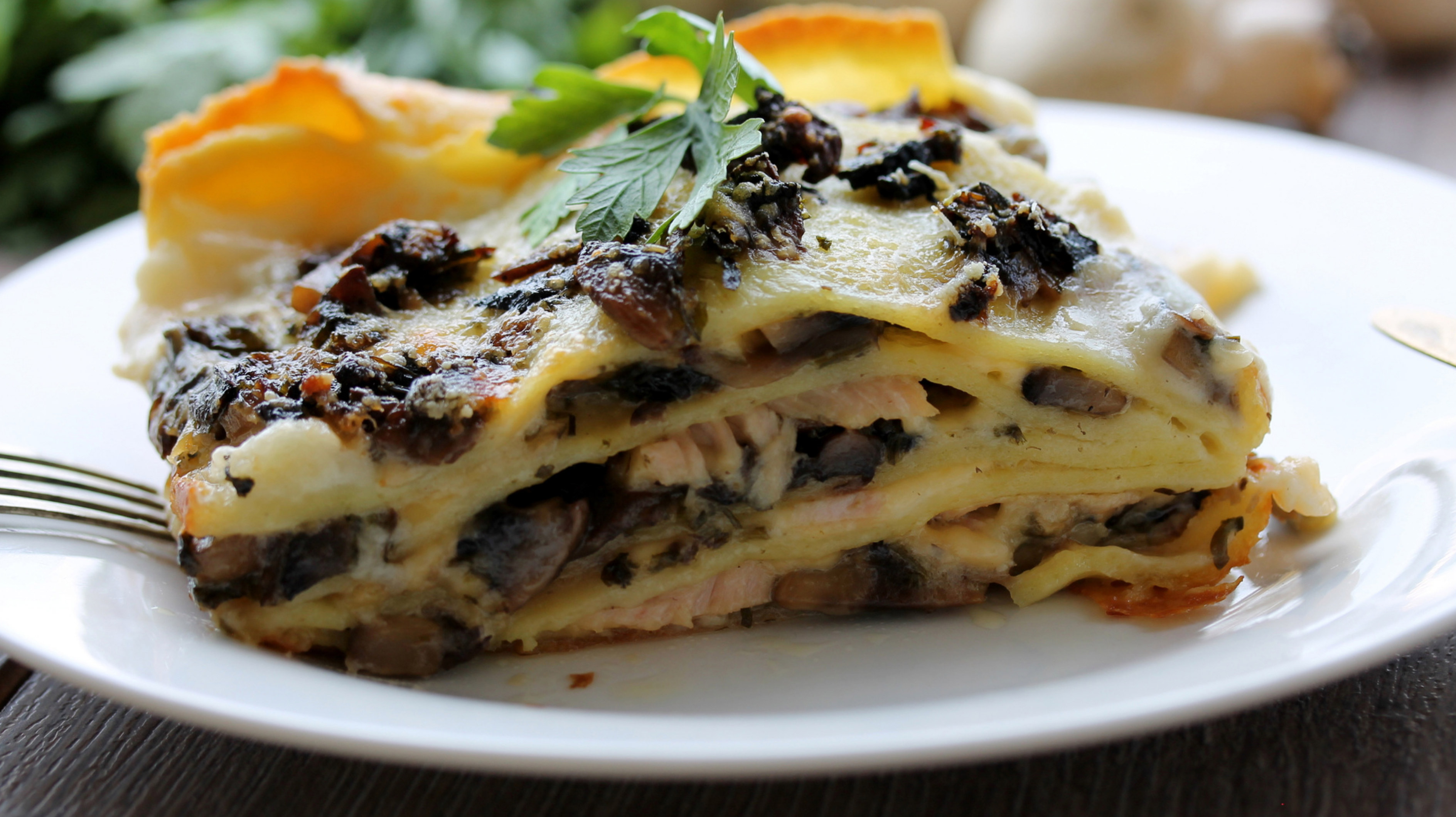 Pilz-Lasagne mit Schinken