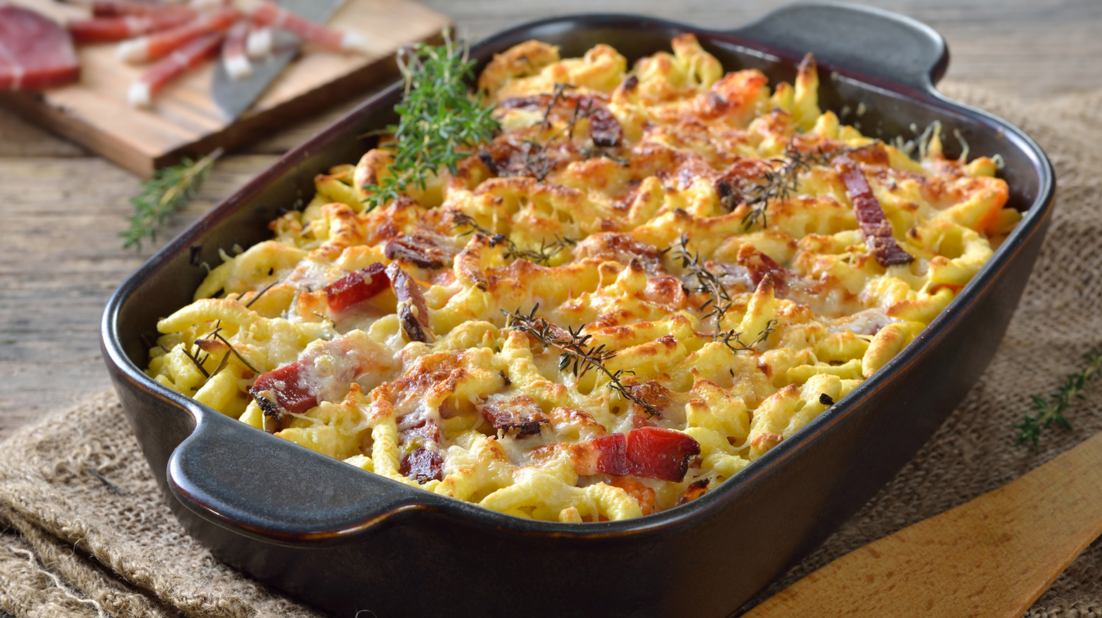Spätzle-Auflauf mit Schinken