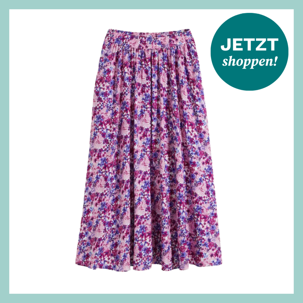 Ausgestellter Rock mit Stretchbund und Muster