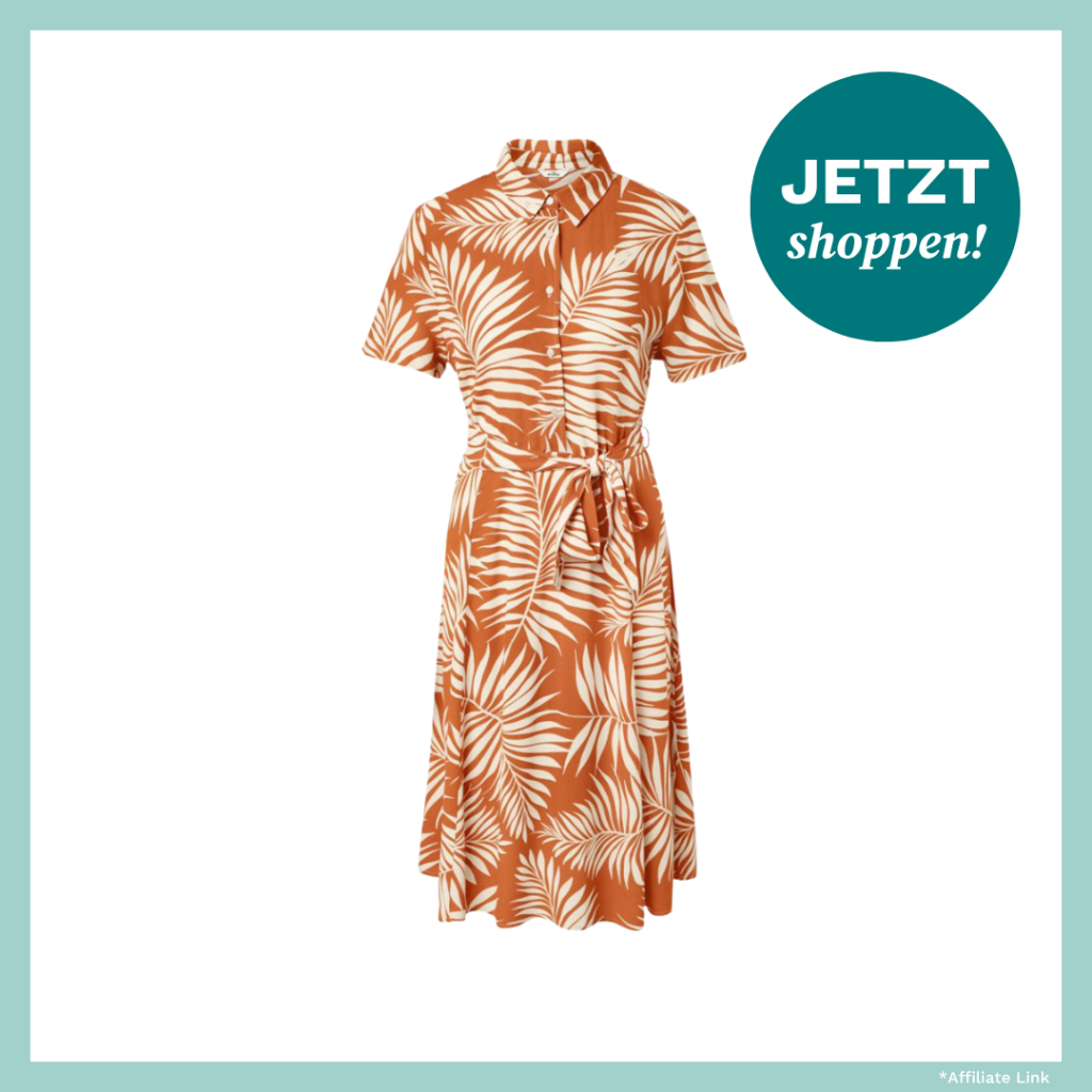 Orange gemustertes Blusenkleid für den Sommer