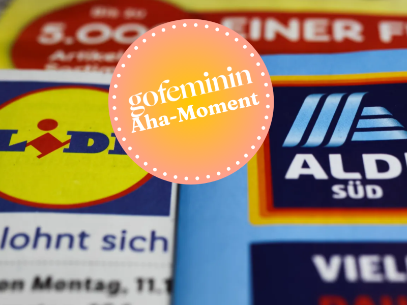 Prospekte von Lidl, Aldi und Netto daneben das gofeminin Logo
