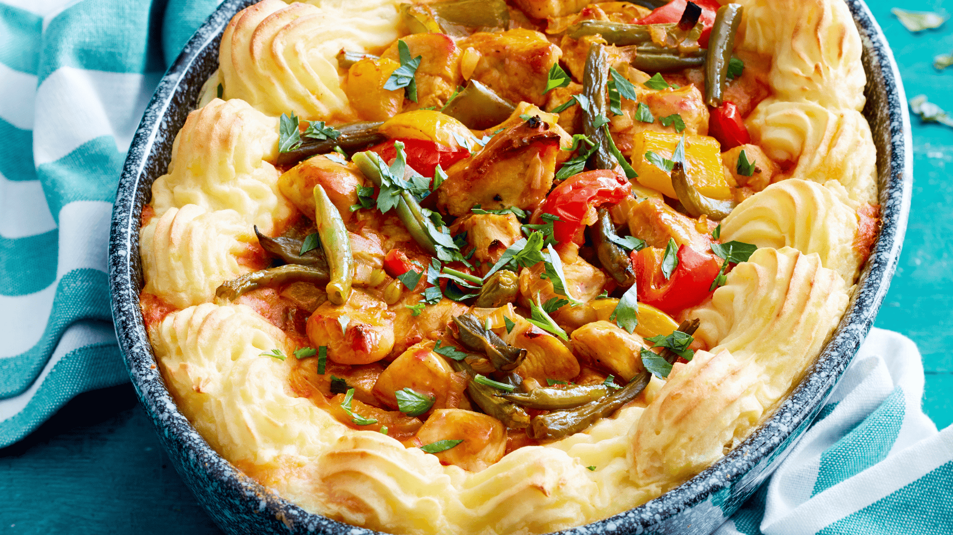 Rezept für ein Hähnchengulasch mit Püree