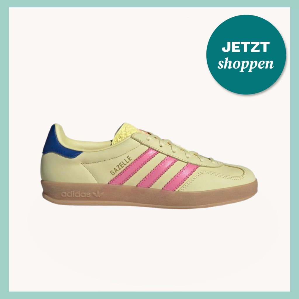 Originals Gazelle Indoor Schuh in Zitronengelb mit Pink und Blau