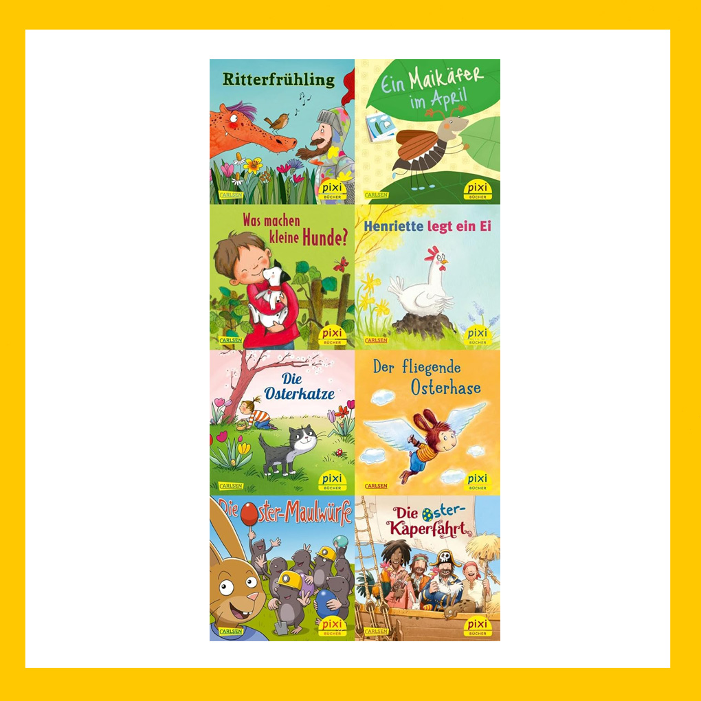Bild von 8 Pixib&uuml;chern mit dem Thema Fr&uuml;hlung/ Ostern.