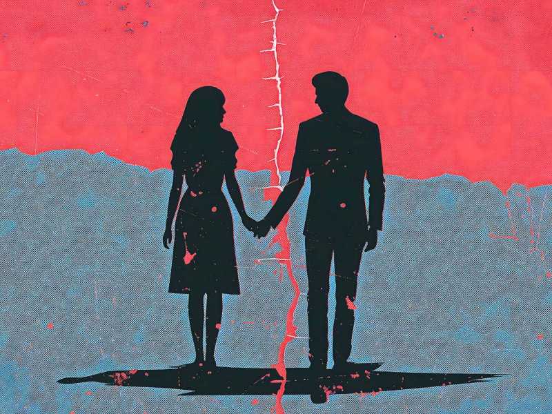 Paar-Illustration auf zerrissenem Papier.