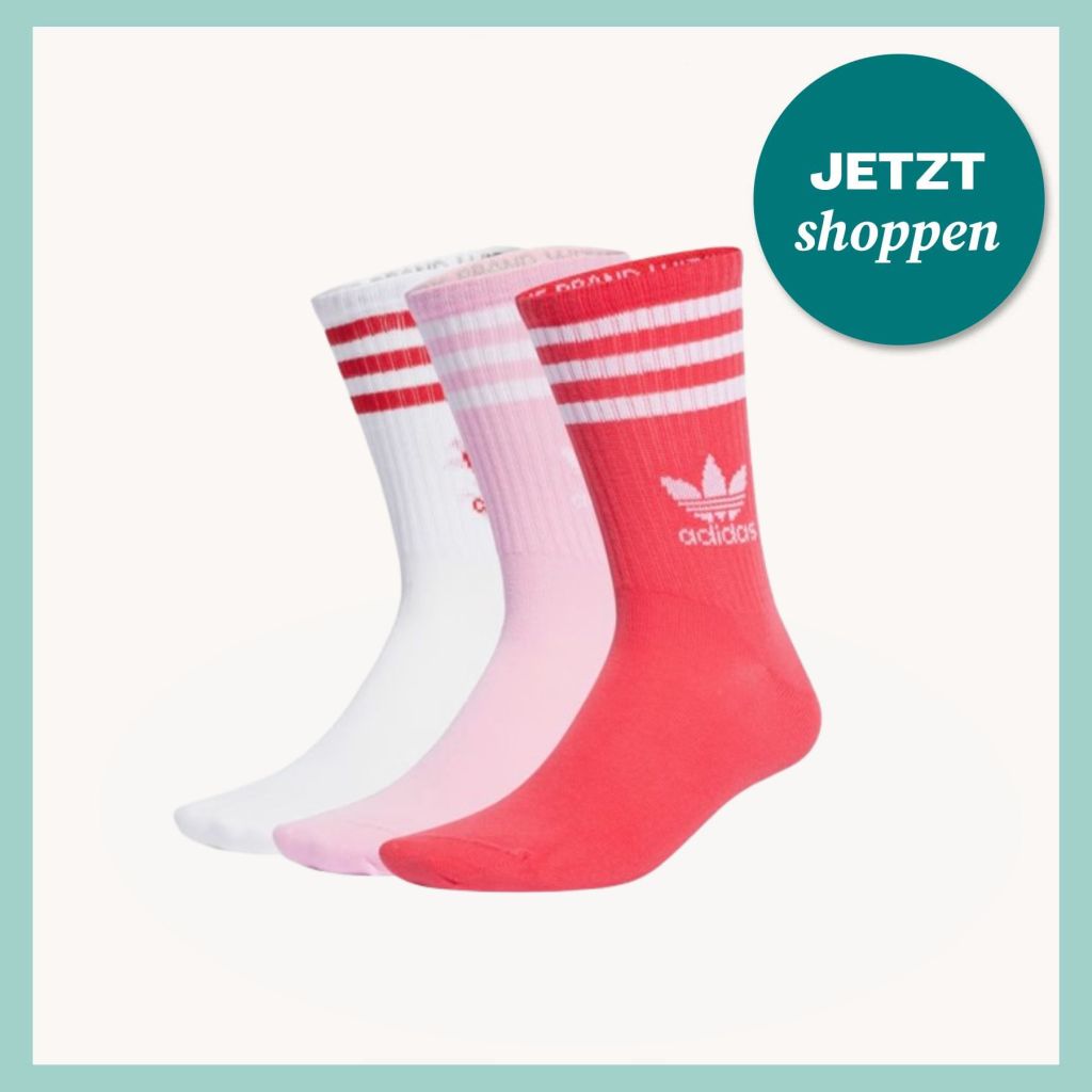 Adidas Originals Mid Cut Crew Socken in True Pink / Active Pink / White