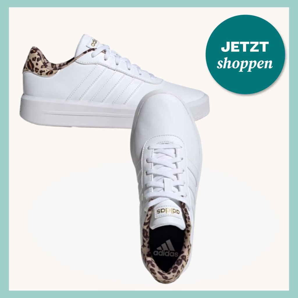 Adidas Court Platform Sneaker in Cloud White mit Leo-Detail