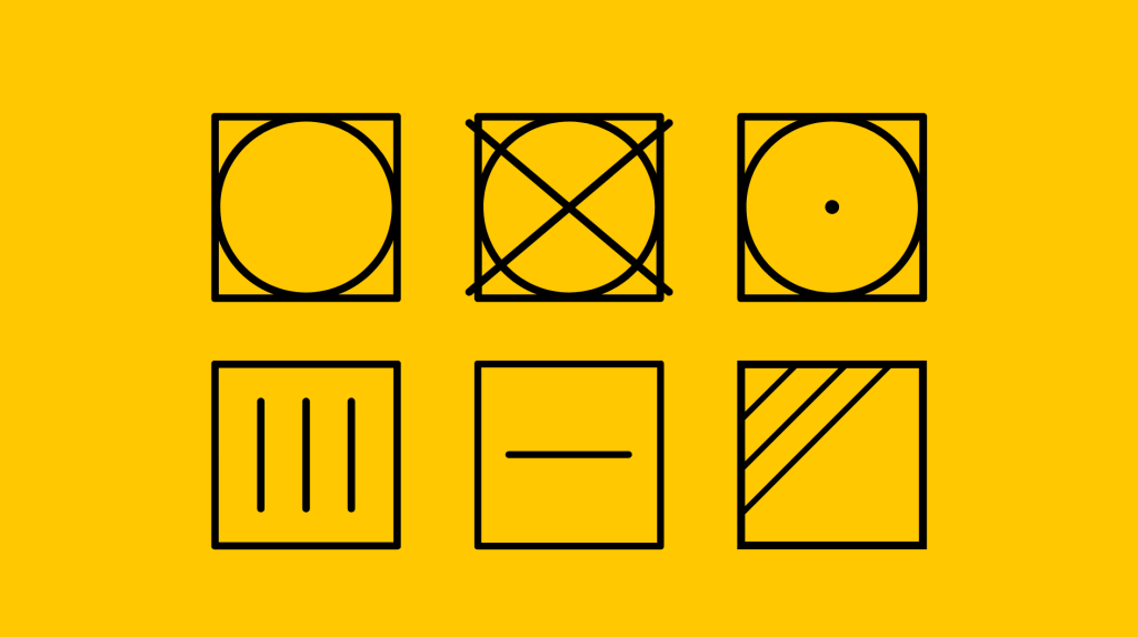 Waschsymbole fürs Trocknen.