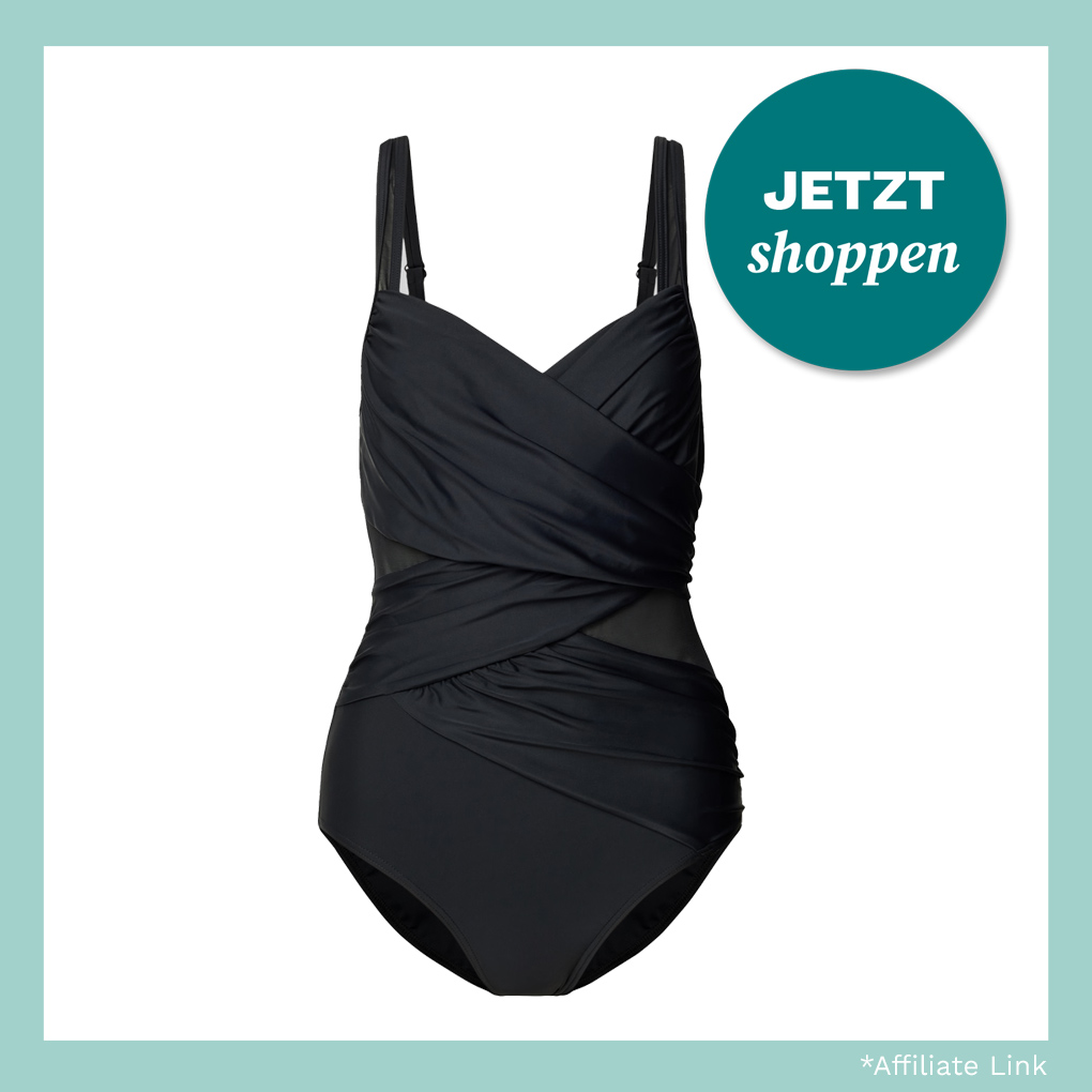 Schwarzer Badeanzug von Lascana in Wickeloptik.