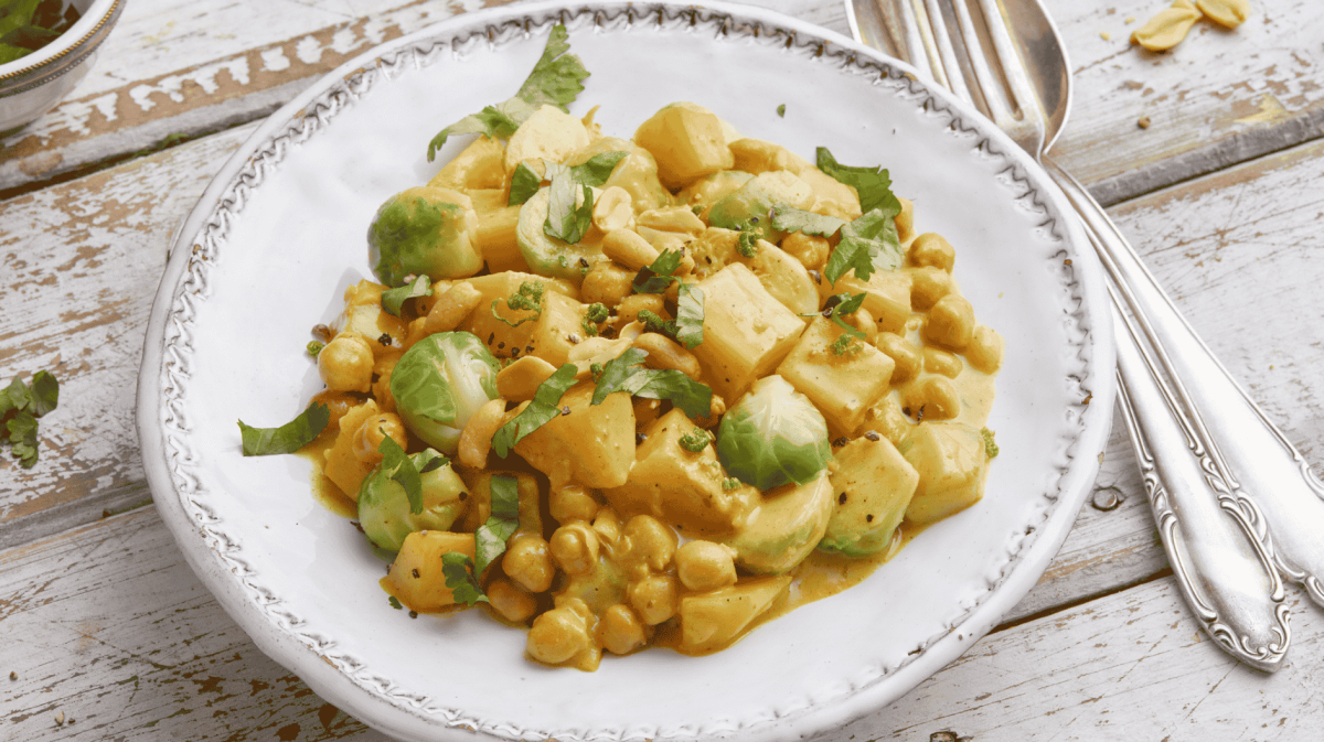 Rosenkohl Curry mit Kichererbsen.