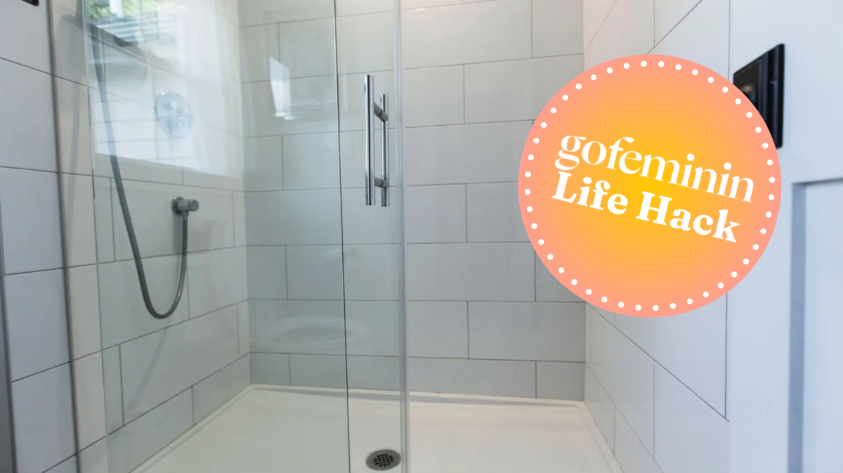 Saubere Dusche mit Fugen und gofeminin Logo