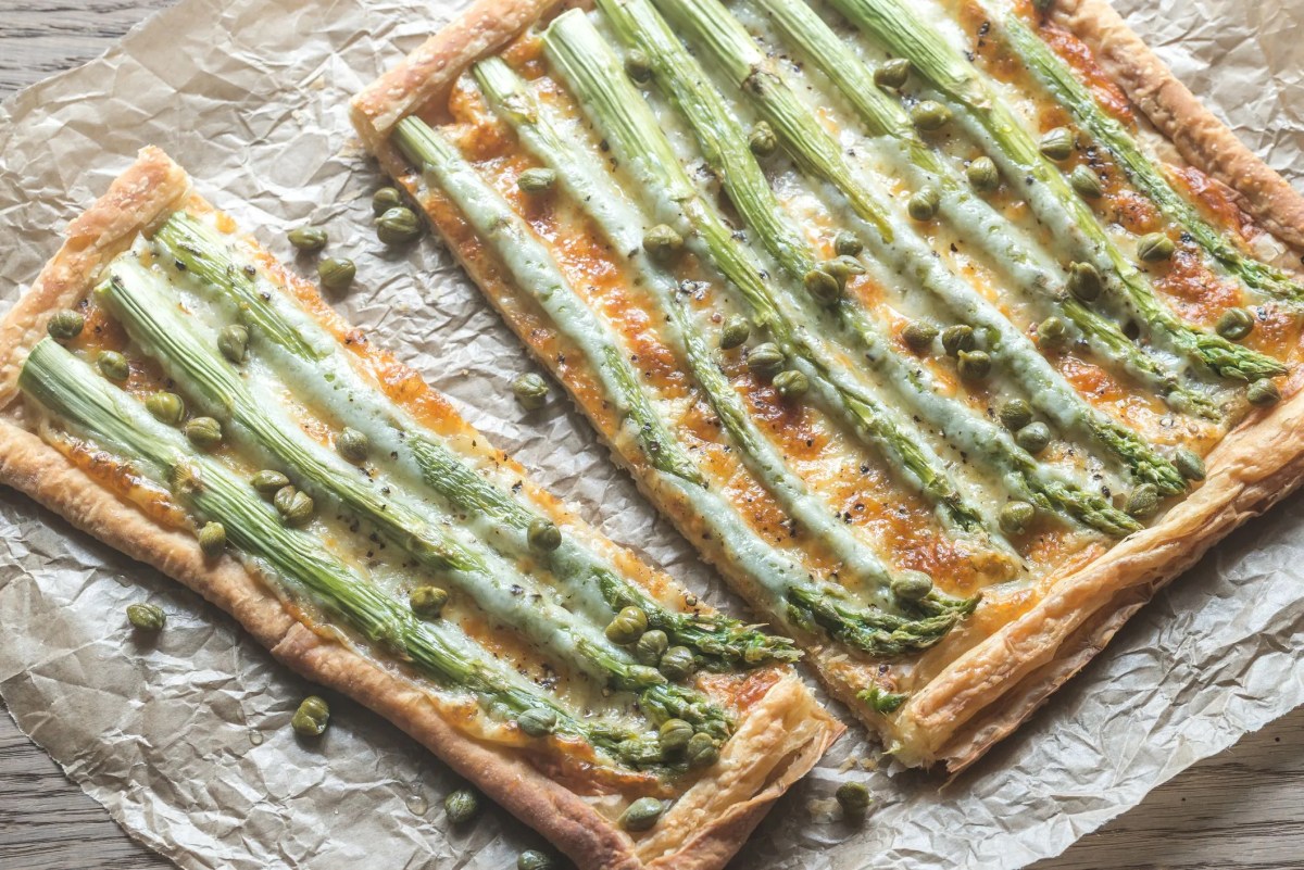 Rezept für Spargel-Pizza mit Kapern