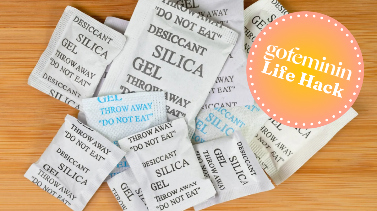 Silica Beutel daneben gofeminin Logo